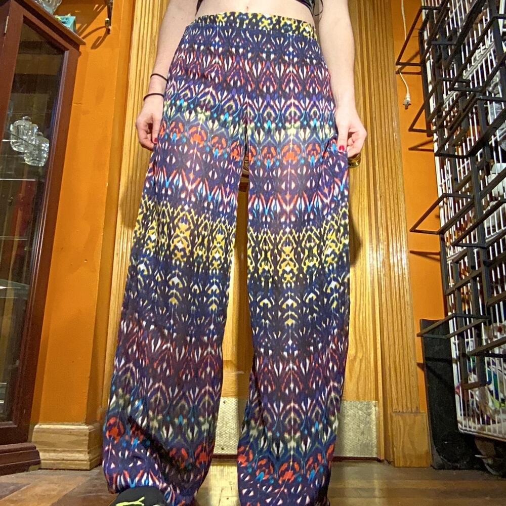 Colorful pants boho style high waisted